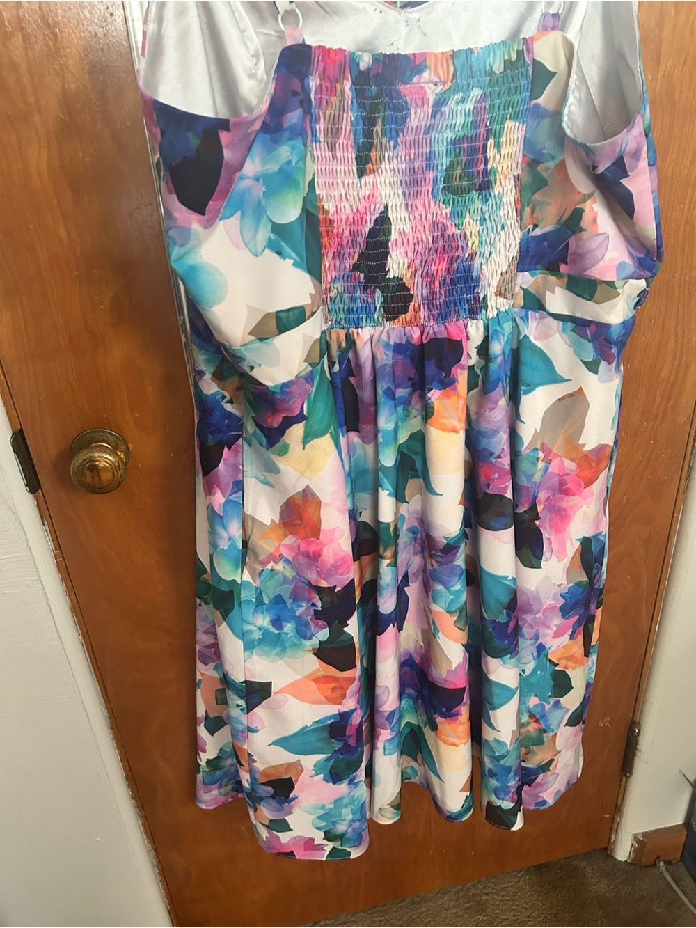 City Chic White Floral Midi Dress with Multicolor Watercolor Blooms - Picture 3 of 4